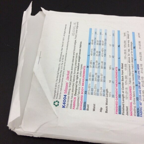 Kwik Sew Misses Jacket Pattern K4004 Uncut XS S M L XL Kerstin Martensson - Picture 6 of 10